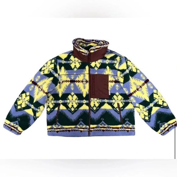 Wrangler Women's Multi Colored Sherpa Fleece Zip Through Jacket 112342 NWT - Picture 12 of 16